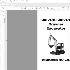 Mustang 5002RD 6002RD Crawler Excavator OPERATORS MANUAL(000-69991)  - PDF DOWNLOAD